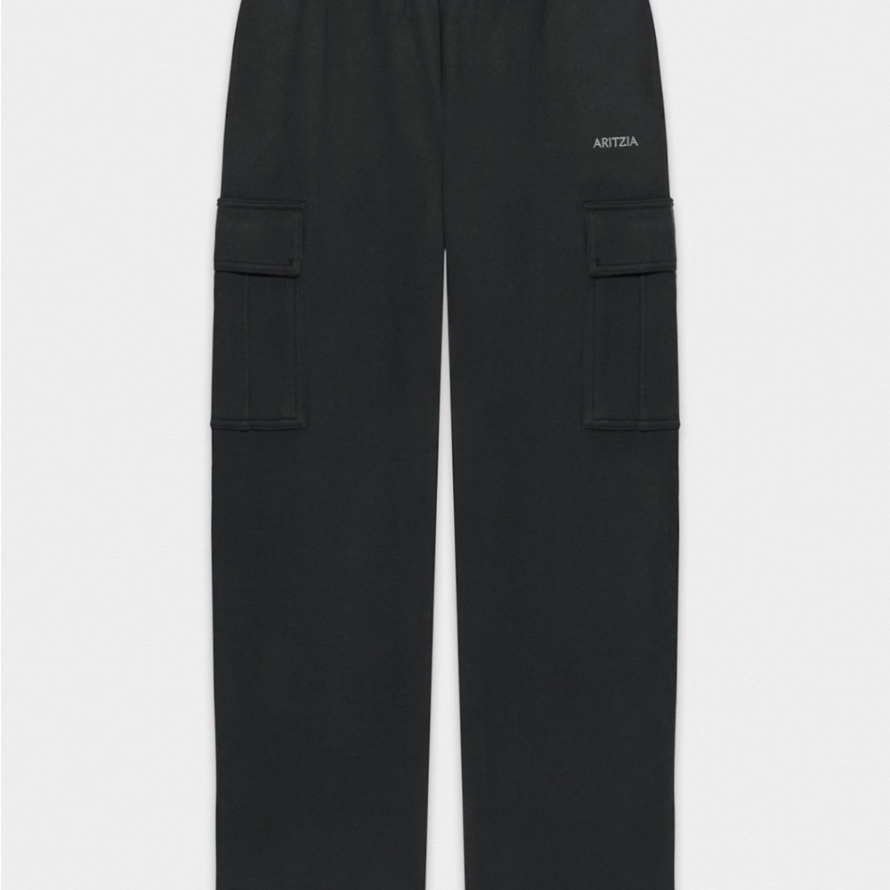 Aritzia Cozy Sweatfleece Black Mega Cargo Pants NEW WITH TAGS 2XS